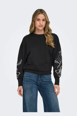 Only Onlbrooke L/S O-Neck Flower Swt< Sweatsæt & Comfy Wear|Bluser & Skjorter
