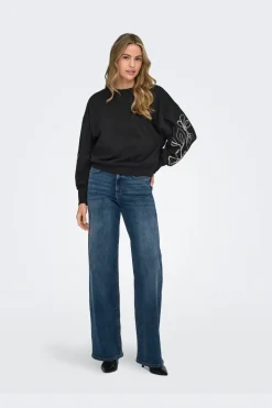 Only Onlbrooke L/S O-Neck Flower Swt< Sweatsæt & Comfy Wear|Bluser & Skjorter