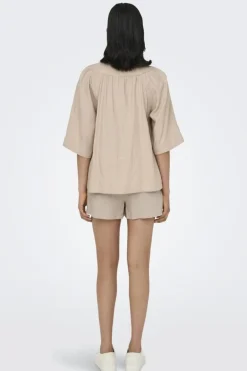 Onlcaro 2/4 V-Neck Linen Bl Top Cc*Only New