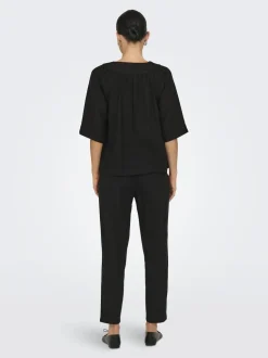 Only Onlcaro 2/4 V-Neck Linen Bl Top Cc< T-Shirts & Toppe