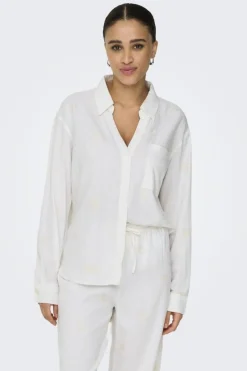 Only Onlcaro L/S Linen Bl Emb Shirt Cc< Bluser & Skjorter|Sæt 🛍️