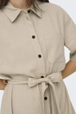 Only Onlcaro S/S Linen Bl Belt Dress Cc< Kjoler|Ammevenligt Tøj