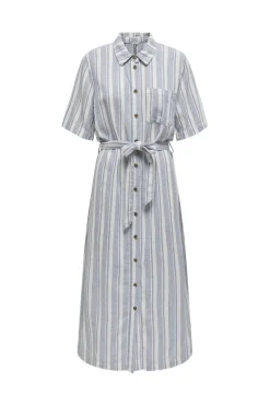 Onlcaro S/S Linen Bl Belt Dress Cc*Only Outlet
