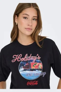 Only Onlcoca Cola Xmas Life S/S Top< T-Shirts & Toppe