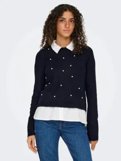Only Onldolly Ls Woven Mix Pearl Pull Cc Knt< Strik|Bluser & Skjorter