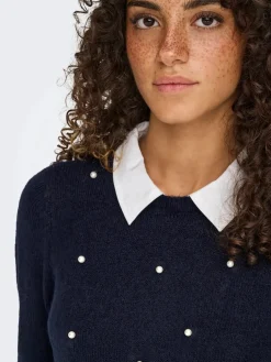 Only Onldolly Ls Woven Mix Pearl Pull Cc Knt< Strik|Bluser & Skjorter