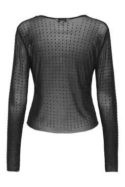 Only Onlhilen Ls Rhinestone Mesh Top< T-Shirts & Toppe