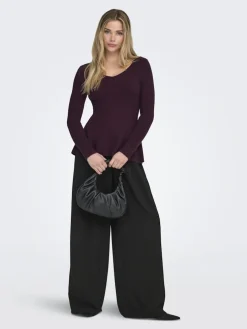 Only Onlibi Life Ls V-Neck Rib Peplum Cc Knt< Strik|Bluser & Skjorter