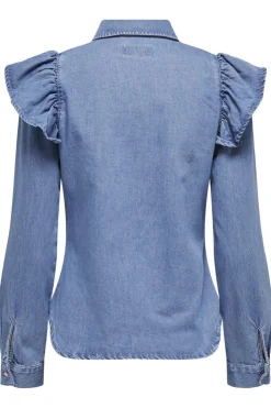 Only Onlindigo Ls Frill Shirt Qyt< Bluser & Skjorter|Ammevenligt Tøj