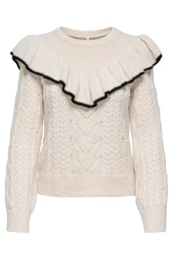 Only Onlisolde Ls Frill O-Neck Knt< Strik|Bluser & Skjorter