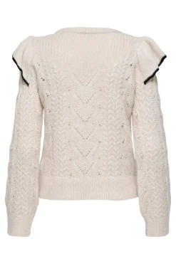 Only Onlisolde Ls Frill O-Neck Knt< Strik|Bluser & Skjorter