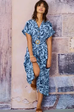 Only Onljakiri Linen Ss Midi Shirt Dress< Bluser & Skjorter|Ammevenligt Tøj