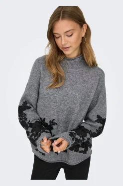 Only Onllisa Ls Highneck Detail Knt< Strik|Bluser & Skjorter