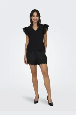 Onllou Life Emb S/S Frill Top*Only Discount