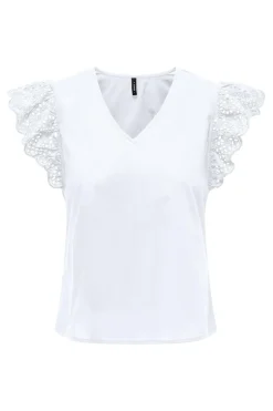 Only Onllou Life Emb S/S Frill Top< T-Shirts & Toppe