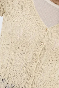 Only Onllovely Ss Glitter Button Top Knt< T-Shirts & Toppe|Ammevenligt Tøj