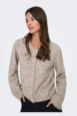 Only Onlmiggie Ls O-Neck Pearl Cardi Knt< Cardigans|Ammevenligt Tøj