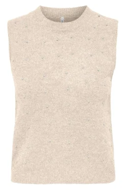 Onlrenata Sl O-Neck Pearl Vest Knt*Only Hot