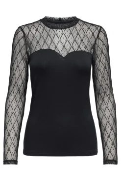 Only Onlsalina L/S Lace Mix Top< T-Shirts & Toppe