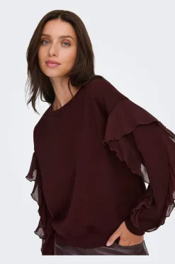 Onlscarlet L/S Flounce Swt*Only Sale