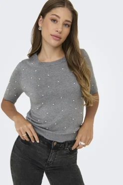 Onlvenice Life Ss Pearl O-Neck Knt*Only Online