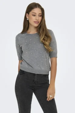 Onlvenice Life Ss Pearl O-Neck Knt*Only Online