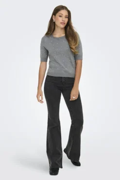 Onlvenice Life Ss Pearl O-Neck Knt*Only Online