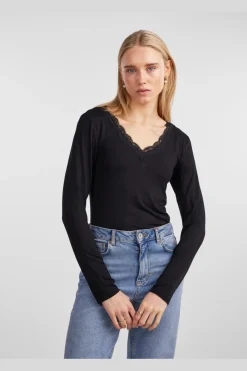 Pieces Pcbarbera Ls Lace Top< Bluser & Skjorter