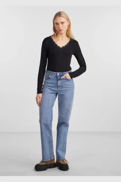 Pieces Pcbarbera Ls Lace Top< Bluser & Skjorter