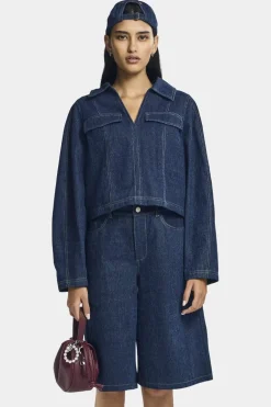 Pcfabia Ls V-Neck Denim Top Fsy*Pieces Sale