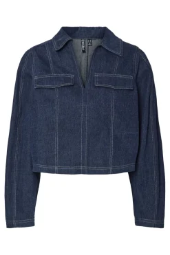 Pcfabia Ls V-Neck Denim Top Fsy*Pieces Sale