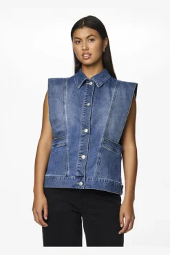 Pieces Pcfemma Loose Denim Vest Fsy< Sæt 🛍️|Veste