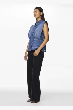 Pieces Pcfemma Loose Denim Vest Fsy< Sæt 🛍️|Veste