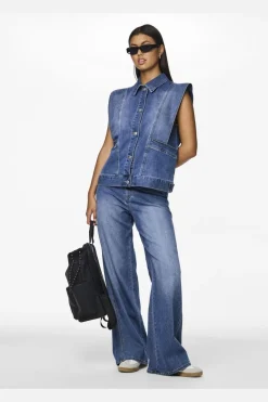 Pieces Pcfemma Loose Denim Vest Fsy< Sæt 🛍️|Veste