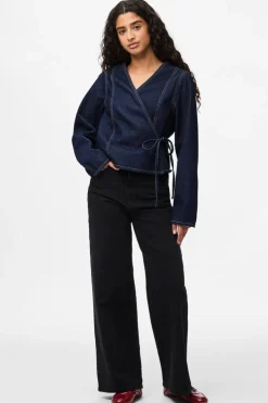 Pieces Pcfenna Ls Denim Wrap Shirt Fsy< Bluser & Skjorter