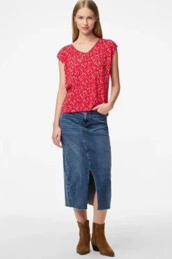 Pcflora Ss V-Neck Top*Pieces Sale