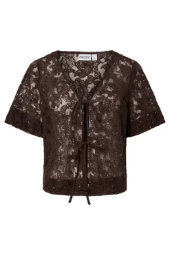 Pieces Pclouise 2/4 V-Neck Tie Top< Sæt 🛍️|T-Shirts & Toppe