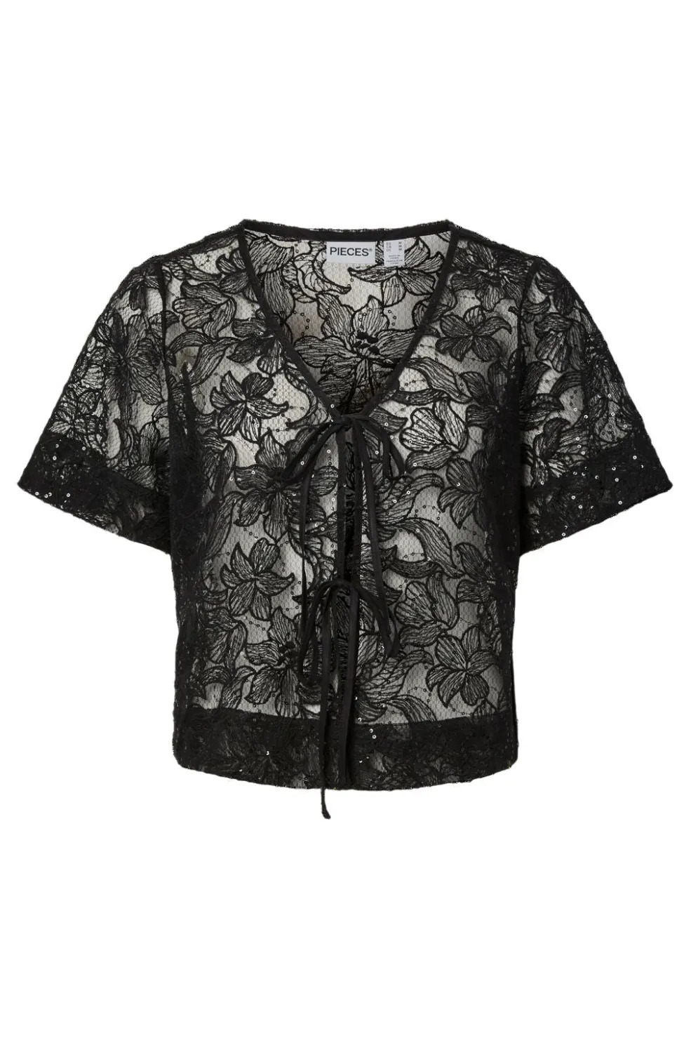 Pieces Pclouise 2/4 V-Neck Tie Top< Sæt 🛍️|T-Shirts & Toppe