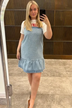 Pcnoel Short Slip Denim Dress Fsy*Pieces Clearance