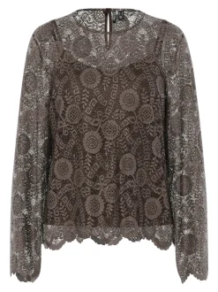 Pcolline Ls Lace O-Neck Top*Pieces Discount