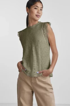 Pieces Pcolline Sl Lace Top 17120454< T-Shirts & Toppe