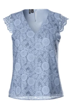 Pieces Pcolline Sl Lace V-Neck Top 17154614< T-Shirts & Toppe
