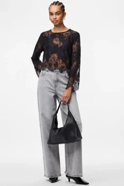 Pieces Pcrinne Ls Lace Top Kca< Bluser & Skjorter