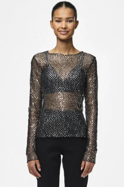 Pieces Pcrissi Ls Sequins Top< T-Shirts & Toppe