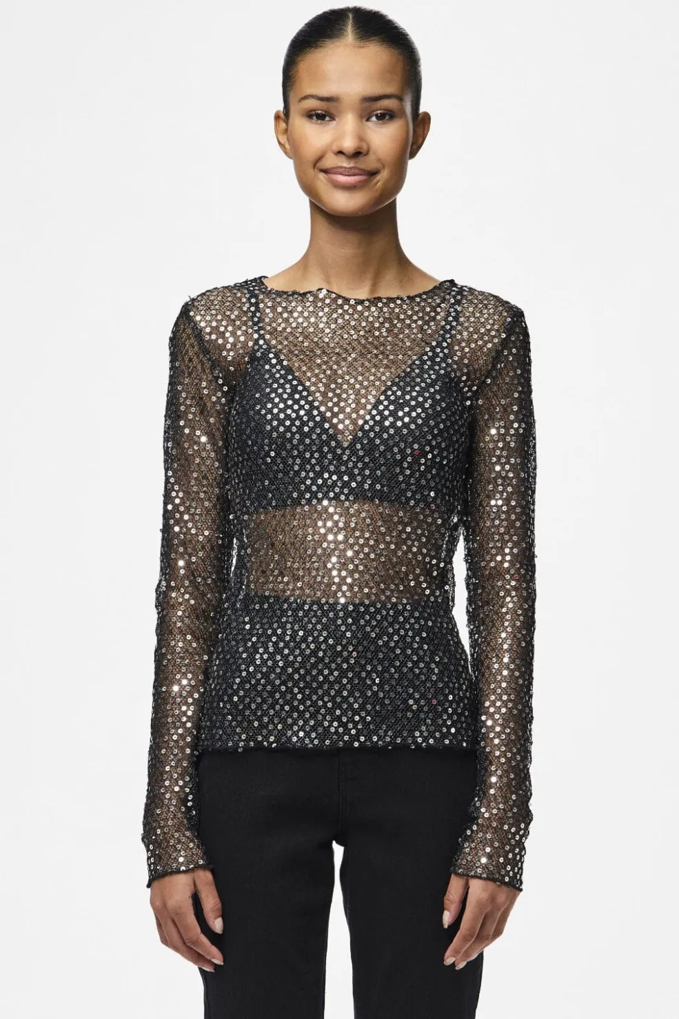 Pieces Pcrissi Ls Sequins Top< T-Shirts & Toppe