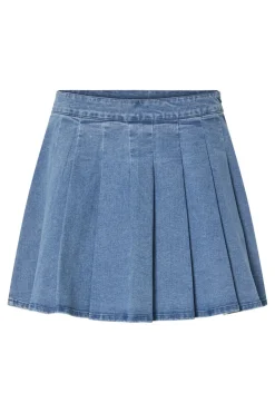 Pieces Pcsilje Plissé Mini Denim Skirt< Nederdele