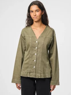 Pcsilke Ls Col Denim Shirt*Pieces Discount