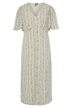 Pctaitlyn Ss V-Neck Midi Dress*Pieces Clearance