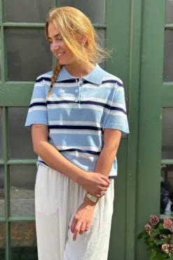 A-View Polo Stripe Knit Blouse AV5060< Bluser & Skjorter