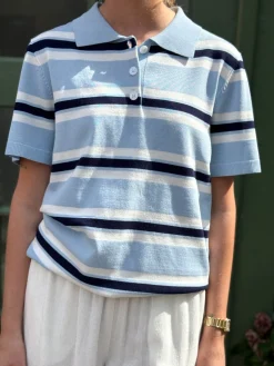 A-View Polo Stripe Knit Blouse AV5060< Bluser & Skjorter